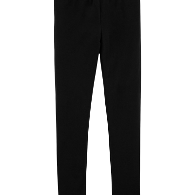 Girls Cotton Stretch Leggings - Black