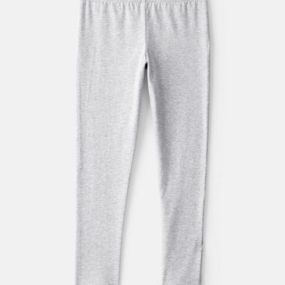 Girls Cotton Stretch Leggings - Grey