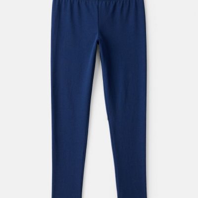 Girls Cotton Stretch Leggings - Navy