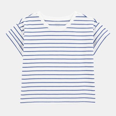 Kid Striped Short-Sleeve Fashion Top - Navy