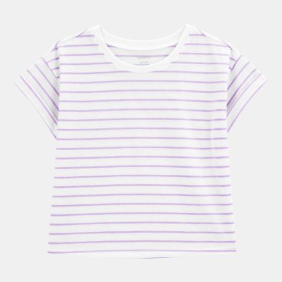 Kid Striped Short-Sleeve Fashion Top - Purple