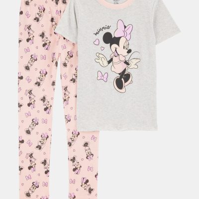 Girls Minnie Mouse Snug Fit Cotton 2-Piece Pajamas