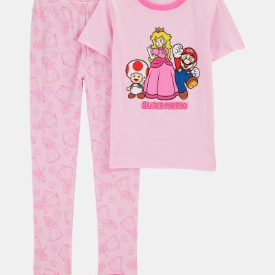 Girls Super Mario Bros™ Snug Fit Cotton 2-Piece Pajamas - Pink
