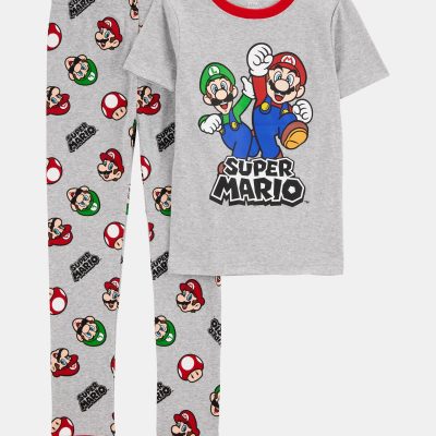 Boys Super Mario Bros™ Snug Fit Cotton 2-Piece Pajamas - Heather