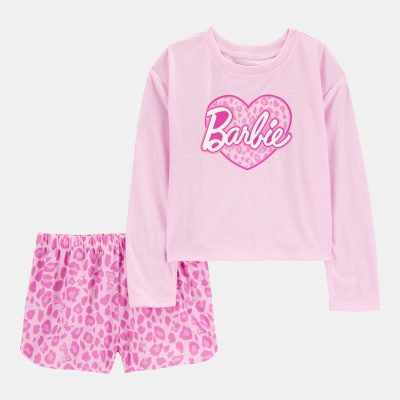 Kid Barbie Loose-Fit 2-Piece Pajamas - Pink
