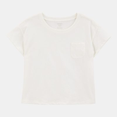 Girls Short-Sleeve Pocket Tee - White