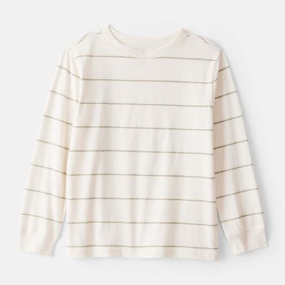 Boys Striped Long-Sleeve Tee - Ivory