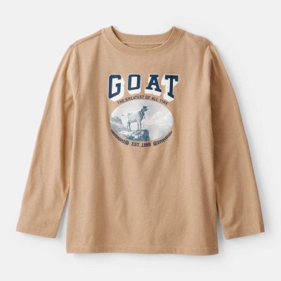 Boys GOAT Long-Sleeve Graphic Tee - Brown
