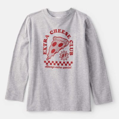 Boys Pizza Long-Sleeve Graphic Tee - Grey