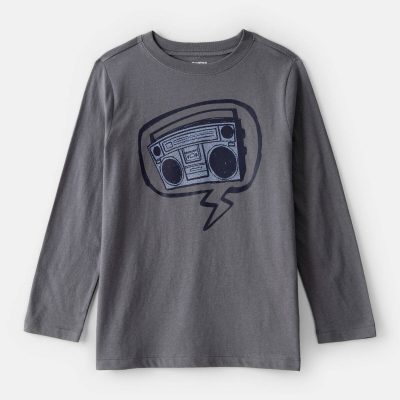 Boys Radio Long-Sleeve Graphic Tee - Grey