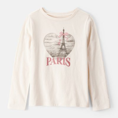 Girls Paris Long-Sleeve Graphic Tee - Ivory