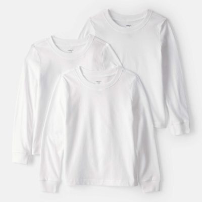 Boys 3-Pack Long-Sleeve Undershirts - White