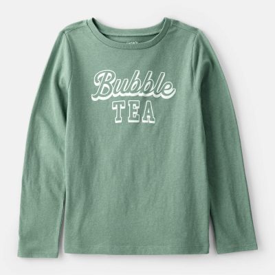Girls Bubble Tea Long-Sleeve Graphic Tee - Green