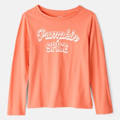 Girls Pumpkin Spice Long-Sleeve Graphic Tee - Orange