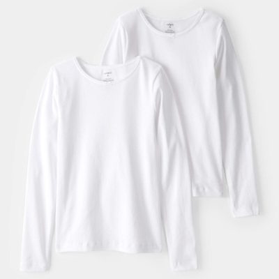 Girls Long-Sleeve Undershirts - White