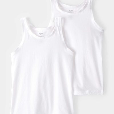 Girls 2-Pack Tank Undershirts - White