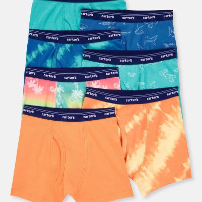 Boys 7-Pack Tropical Boxer Brief Underwear - Blue/Orange