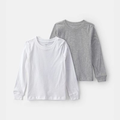 Boys 2-Pack Long-Sleeve Undershirts - Grey/White