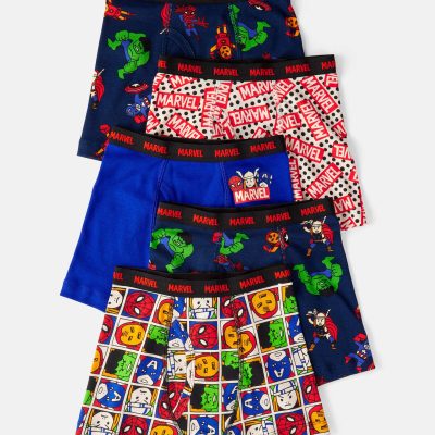 Boys 5-Pack ©Marvel Print Boxer Brief Underwear - Navy/Blue