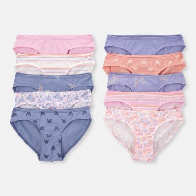 Girls 10-Pack Butterfly Floral Bikini Underwear