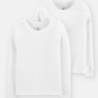 Boys 2-Pack Long-Sleeve Undershirts - White