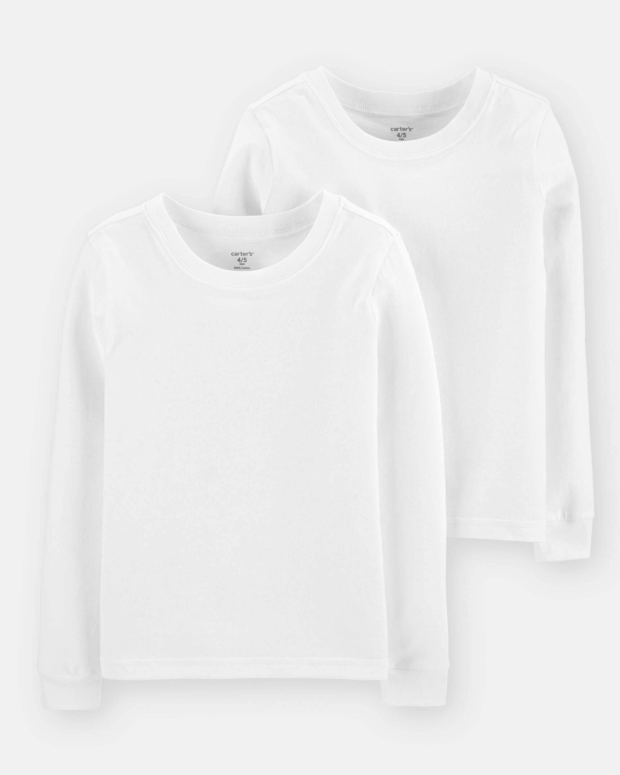 Boys 2-Pack Long-Sleeve Undershirts - White - Image 2