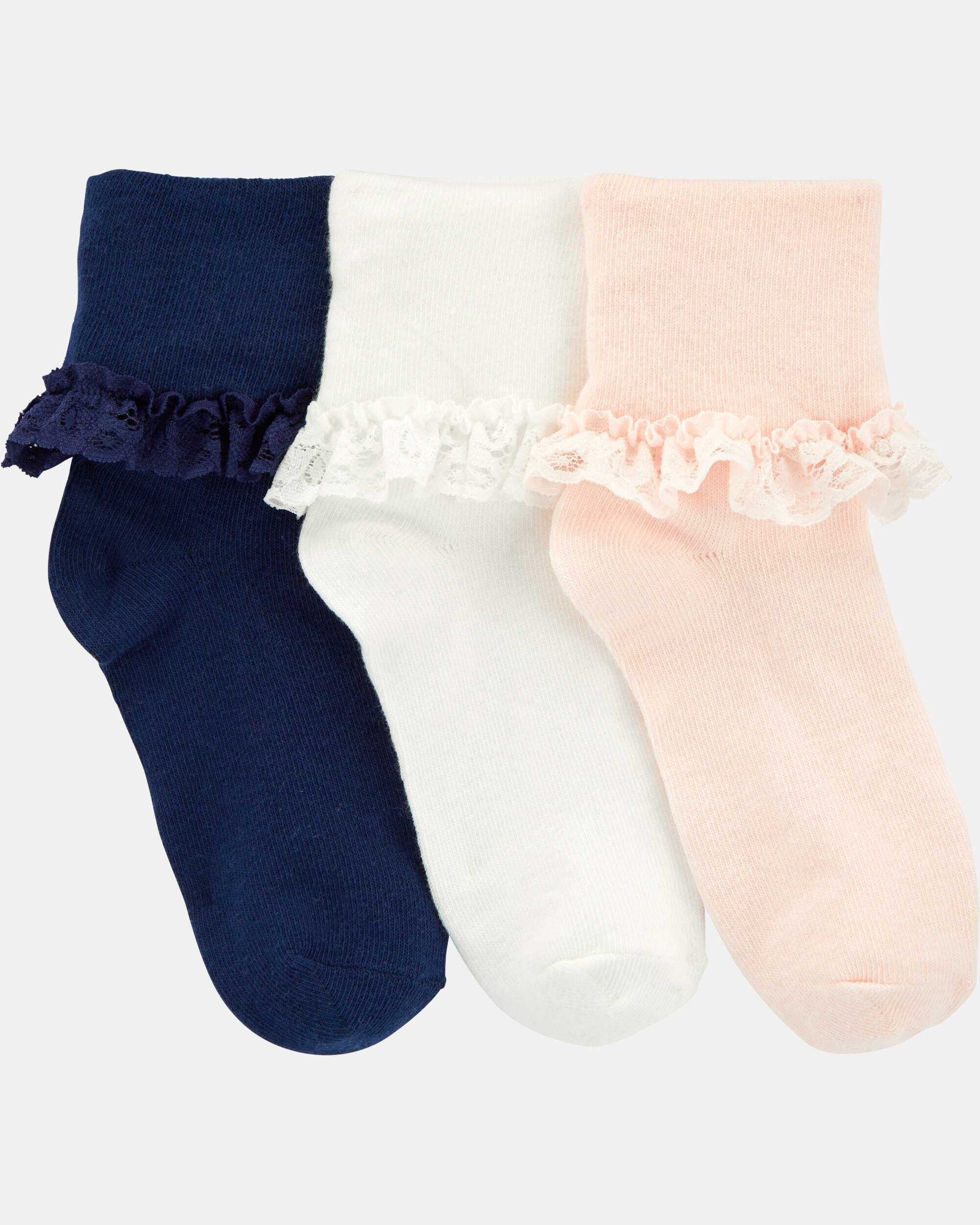 Girls 3-Pack Lace Cuff Socks - Image 2