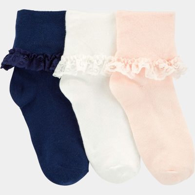 Girls 3-Pack Lace Cuff Socks