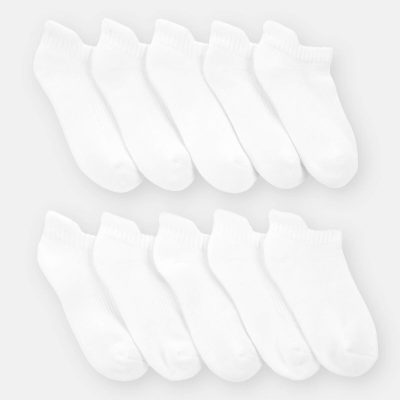 Boys 10-Pack No Show Socks - White