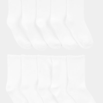 Girls 10-Pack Scallop Crew Socks