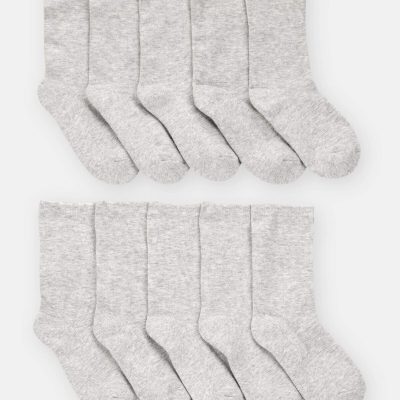 Boys 10-Pack Crew Socks - Grey
