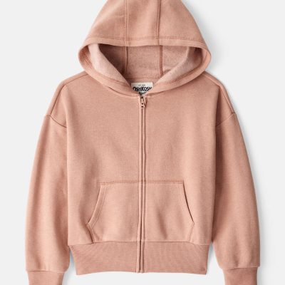 Girls DayDream Fleece Long-Sleeve Hooded Zip-Up Jacket - Brown