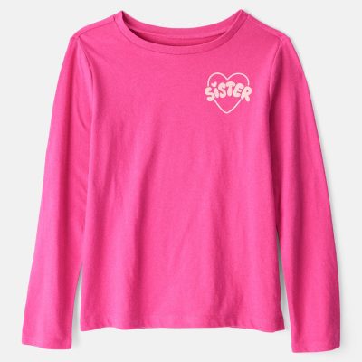 Girls Sisterhood Long-Sleeve Graphic Tee - Pink