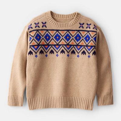 Boys Fair Isle Sweater - Brown
