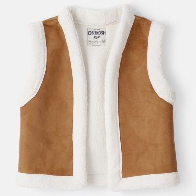 Girls Fleece Sleeveless Vest - Brown