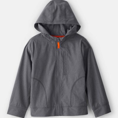 Boys Active Hooded Zip-Up Jacket - Grey