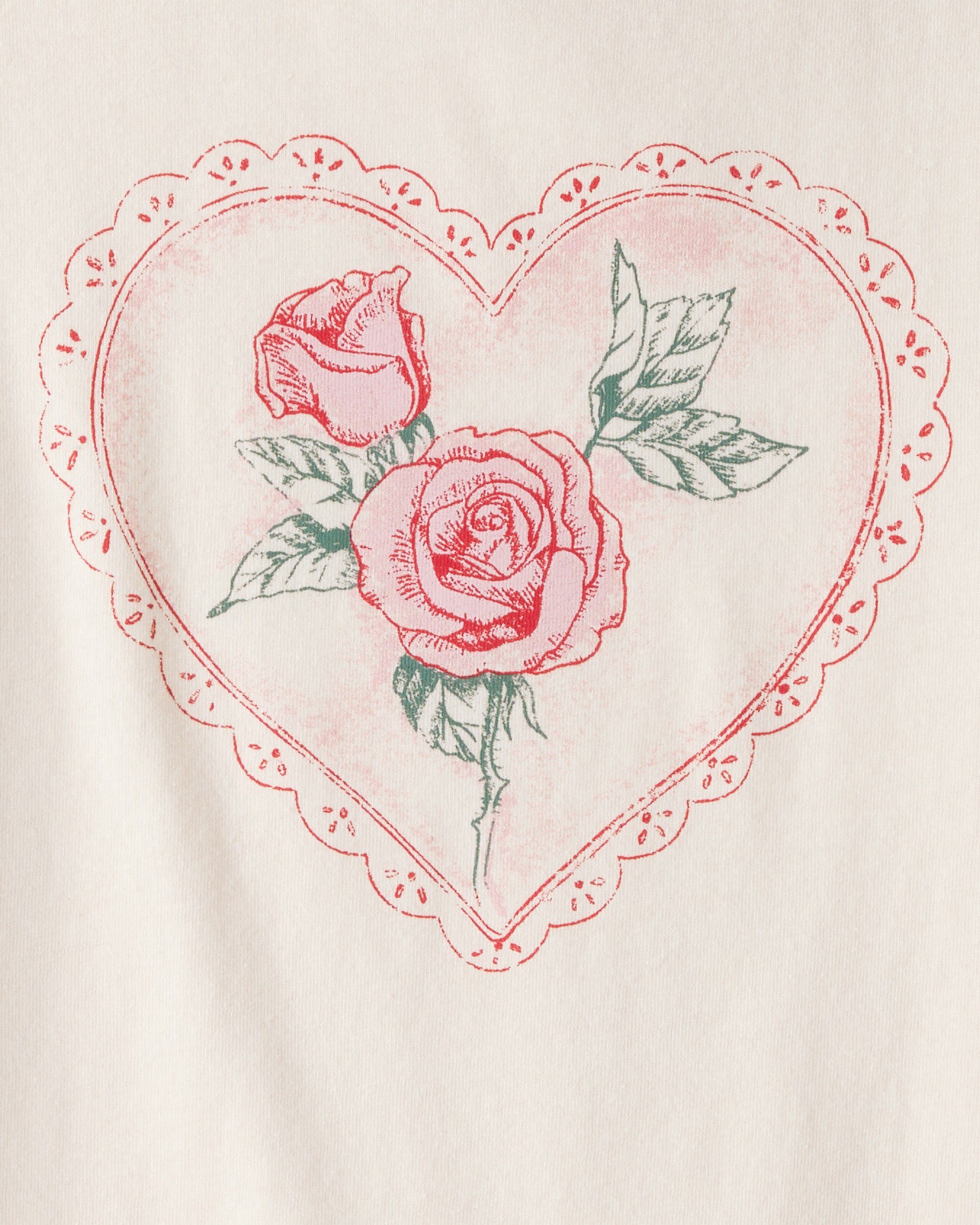 Girls Valentine Heart Long-Sleeve Graphic Tee - White - Image 3