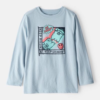 Boys Skateboard Long-Sleeve Graphic Tee - Blue