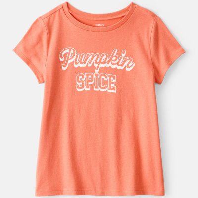 Girls Pumpkin Spice Short-Sleeve Graphic Tee - Orange