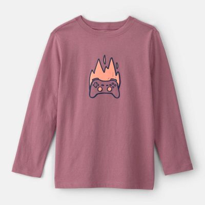 Boys Game Controller Long-Sleeve Graphic Tee - Red