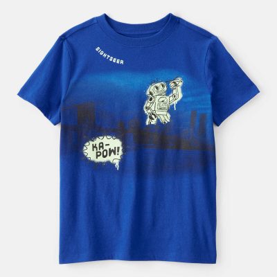 Boys Robot Graphic Tee - Blue