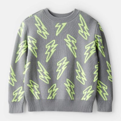 Boys Lightning Sweater - Grey