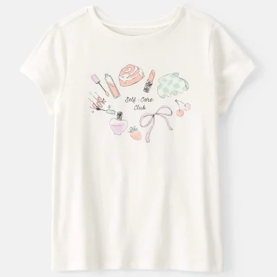 Girls 'Self Care Club' Short-Sleeve Graphic Tee - Ivory