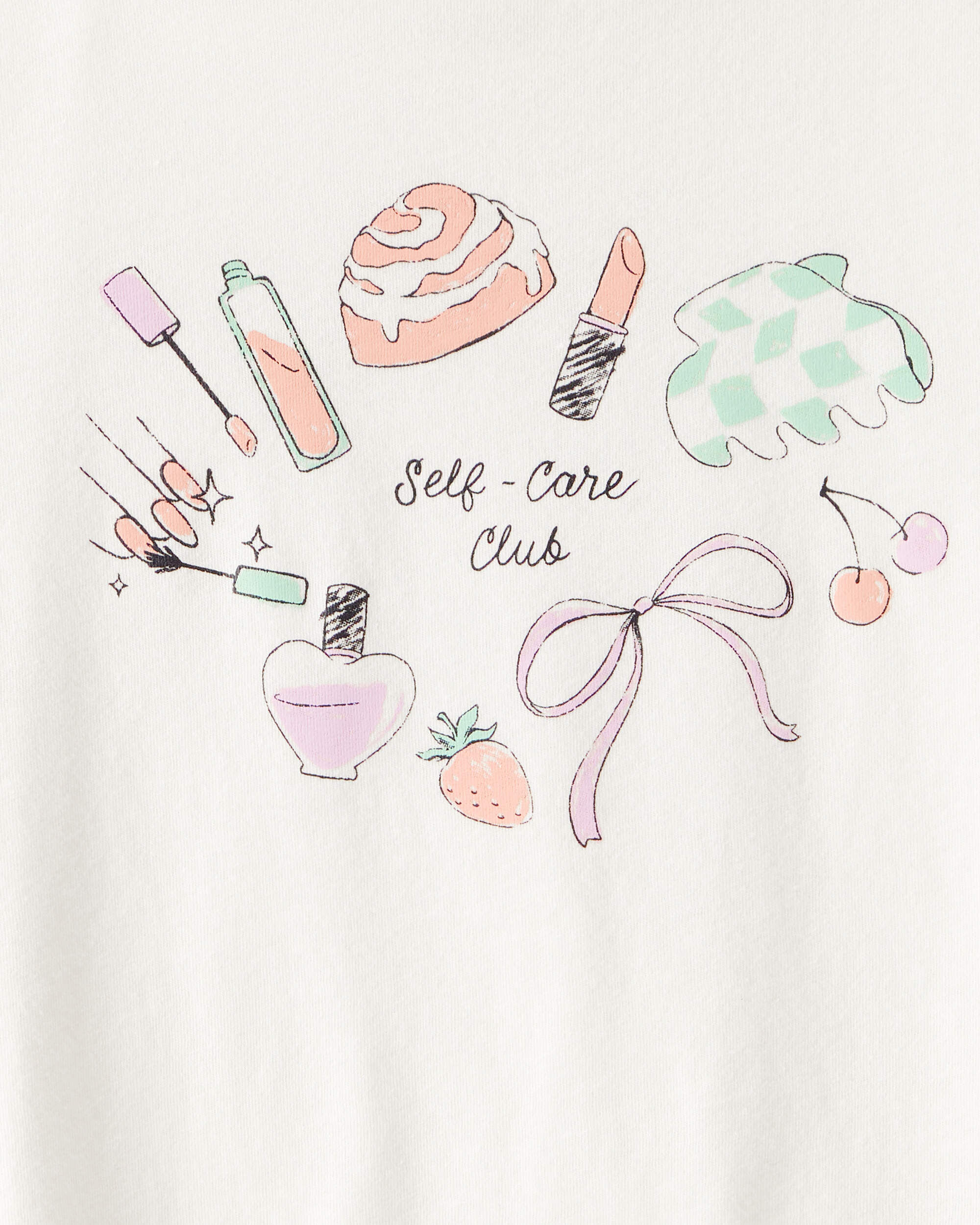 Girls 'Self Care Club' Short-Sleeve Graphic Tee - Ivory - Image 3