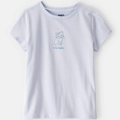 Girls Cat Short-Sleeve Graphic Tee - Blue