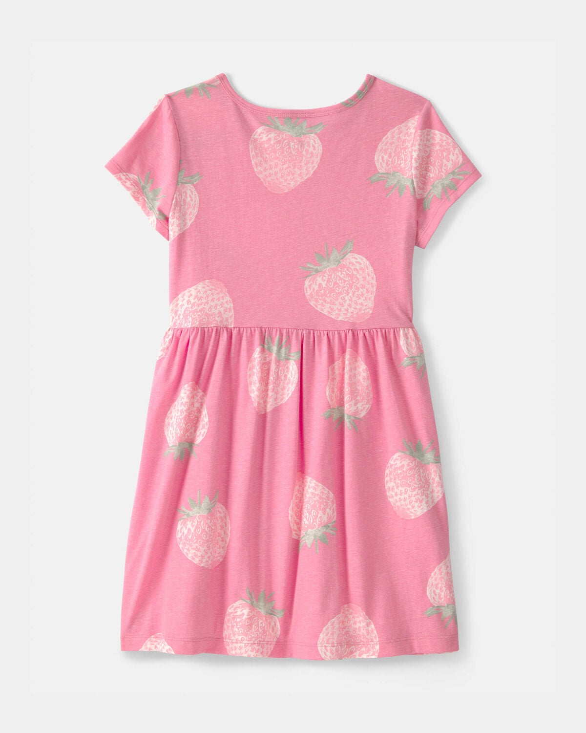 Girls Strawberry Short-Sleeve Dress - Pink - Image 2