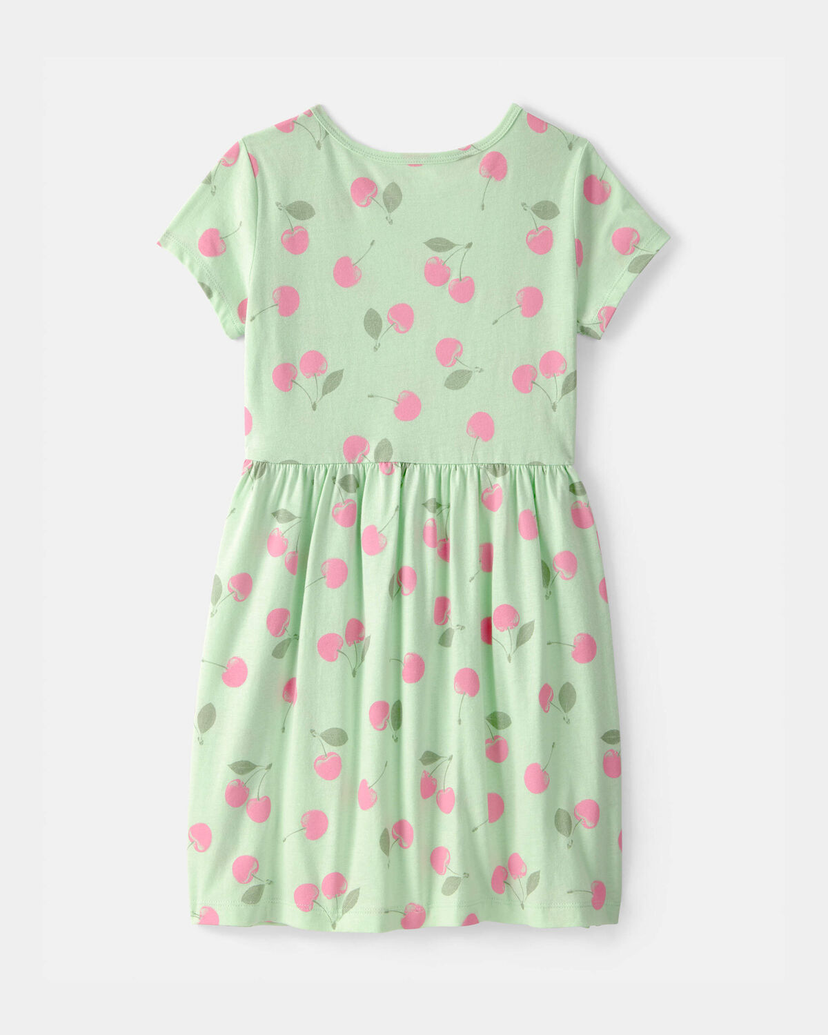 Girls Cherry Short-Sleeve Dress - Green - Image 2