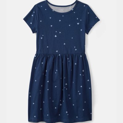 Girls Heart Short-Sleeve Dress - Blue