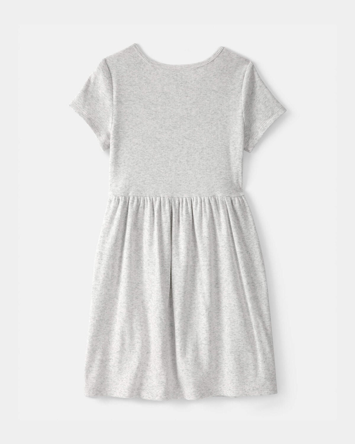 Girls Rib Short-Sleeve Dress - Grey - Image 2