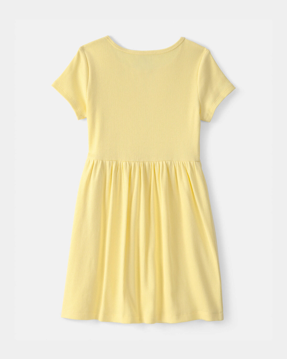 Girls Rib Short-Sleeve Dress - Yellow - Image 2